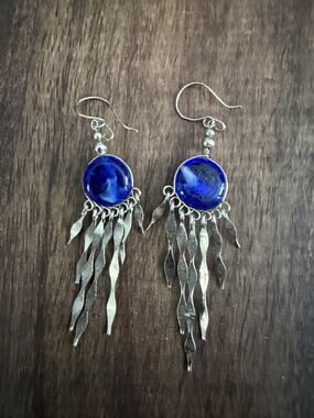 BohemianStyle Dangle Drop Earrings Pierced Silver Tone